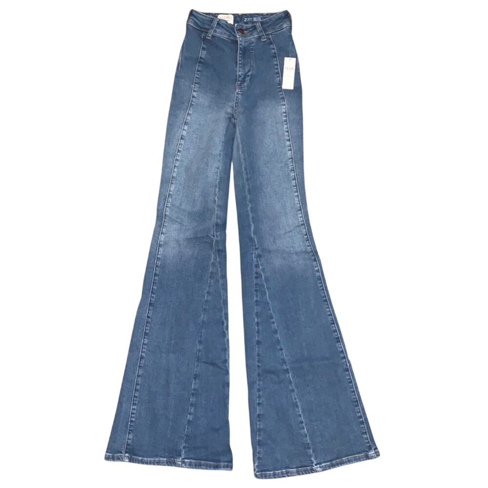 ANTHROPOLOGIE Pilcro Womens Blue Jeans, Size 23 Tall, Fluted High-Rise Flare - Picture 14 of 14